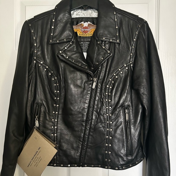 NWT Harley-Davidson Black silver studded Leather Jacket